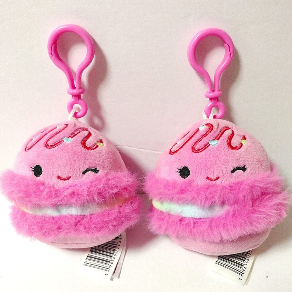 2 Pack Squishmallows Official Kellytoy 3.5" Clip On Middy The Macaron Plush Toy